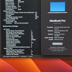 Macbook Pro 15" 2017 2.8 Ghz i7 16GB 512GB