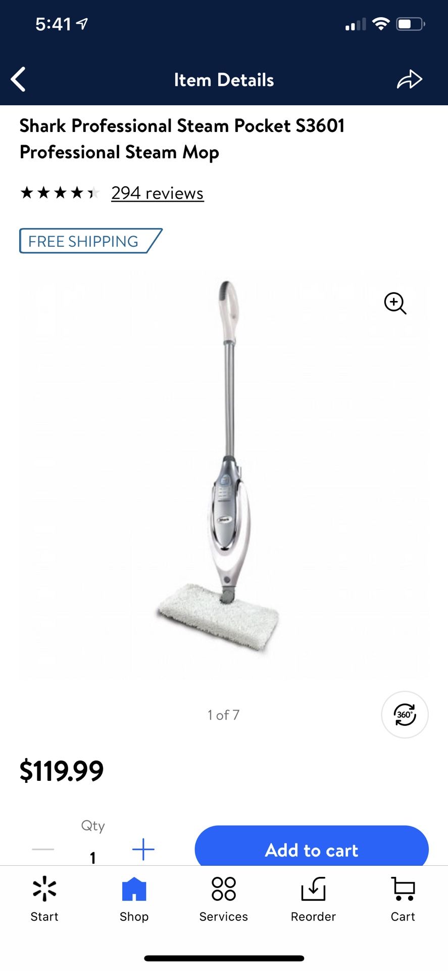 Shark steam mop S3601