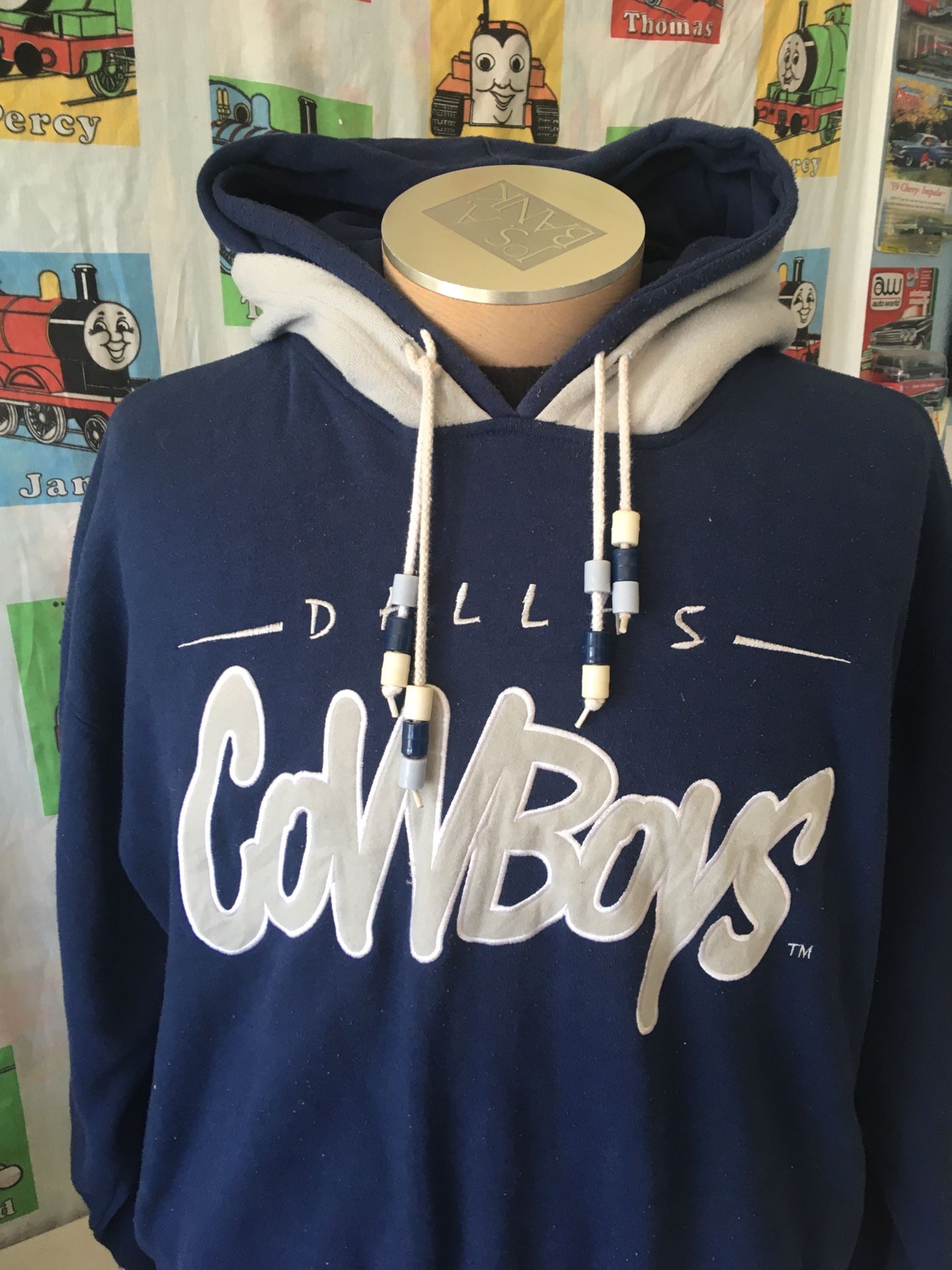 Vintage 90s Dallas Cowboys Double Hoodie Sweatshirt M