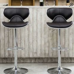 Brown Bar Stools With Bar Glass Table 