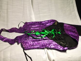 Purple Metalli Corset with Green Lace-Up
