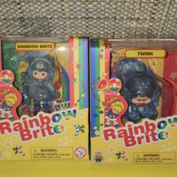 Rainbow Brite Twink & Rainbow Brite CHASE GLITTERY Mini Collectible Figure Combo Set 