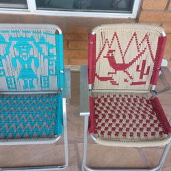 Vintage Aluminum Macrame Lawn/Camp Chairs For RV Home