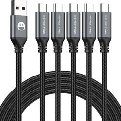 new USB Type-C to A Cable 5pack 6ft Braided Fast Charging 3A Quick Charger Cord, 6 Foot Compatible iPhone 16/15,Samsung Galaxy S10 S9 S8 Plus, Note 10