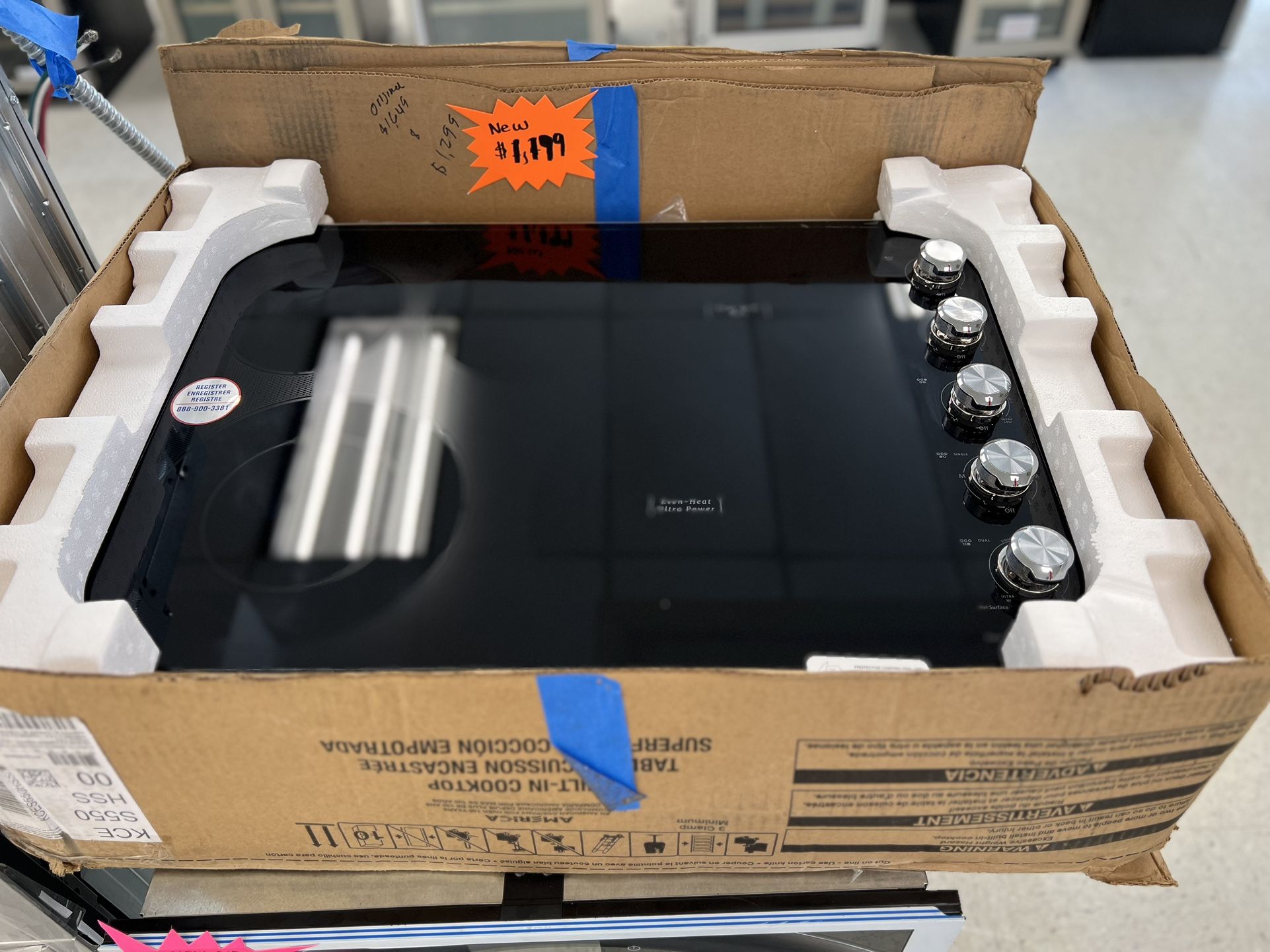 Kitchenaid Electric Cooktop 30” New Open Box 