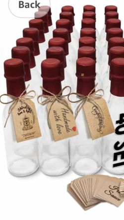 Hot Sauce Bottles with Lids RED, Glass Woozy Bottles with Dripper Inserts and Shrink Capsules Wine Bottle for Homemade Sauces Oils Vanilla Extracts Dr