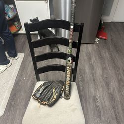 softball fast pitch bat  & infield glove 