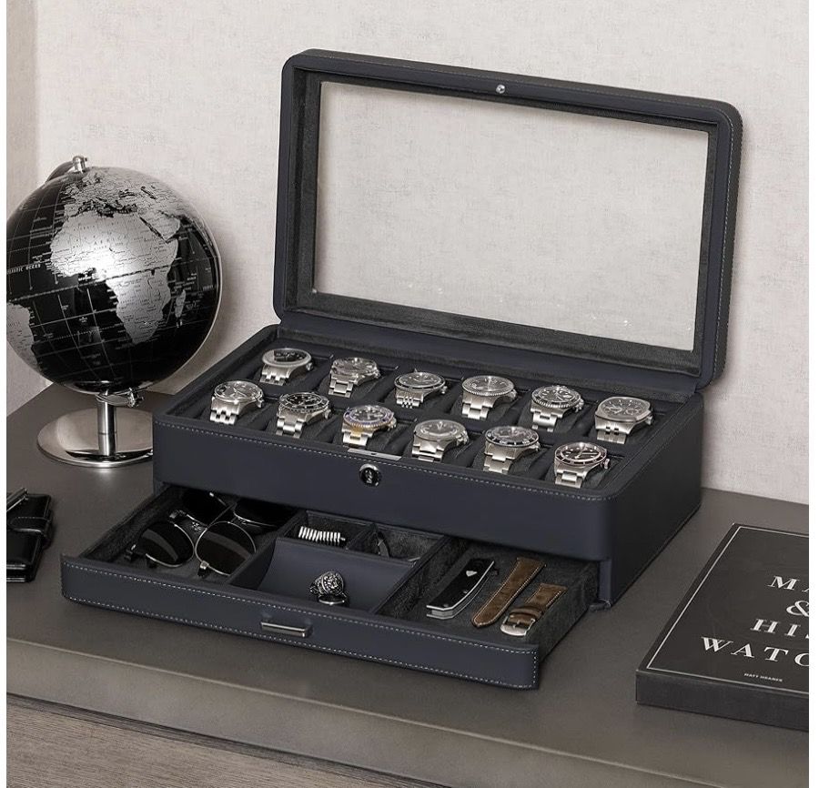 ROTHWELL Luxury Watch Box for 12 Watches – PU Leather