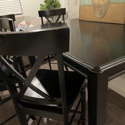 Black wooden table 4 Chairs Included