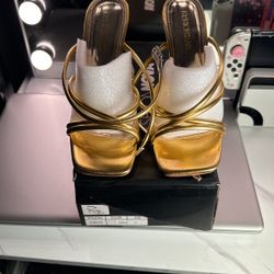Fashion Nova Gold Heels Size 7 In Women. 
