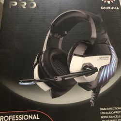 ONIKUMA K5 Pro Adjustable PC Gaming Headphone with Microphone, Upgrade Version (Black Blue)