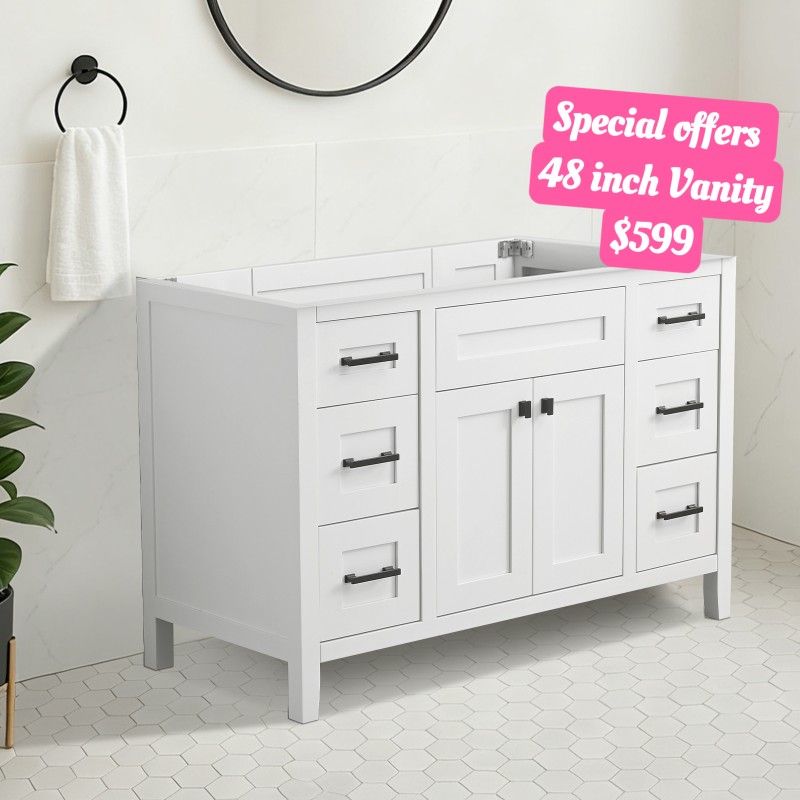 48" Single-Sink Bathroom Vanity Cabinet (No Top Included),90048S-WH 12. ...