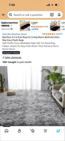 Gray Fluffy Carpet 4x6