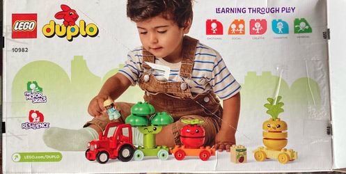 LEGO DUPLO My First Fruit and Vegetable Tractor Toy 10982, Stacking and Color Sorting Toys for Babies and Toddlers Ages 1 .5-3 Years Old, Educational 