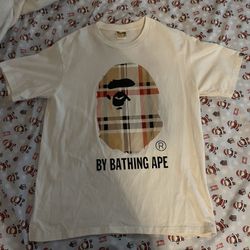 WHITE BAPE BURBERRY PATTERN SHIRT SIZE M‼️