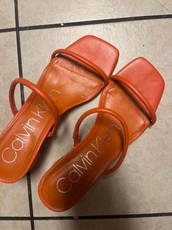 Calvin Klein Orange Strappy Slide Sandals