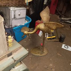 Vintage 2 Foot Solid Brass Bird Statue