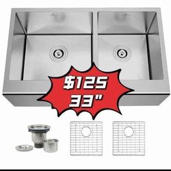  ❤️$125❤️33''  Double Bowl Stainless Steel Kitchen Sink See More by StorageWorks TMKSFHMSJ3320-R64  Pick up is in the Los Angeles 90032 El Sereno Neig