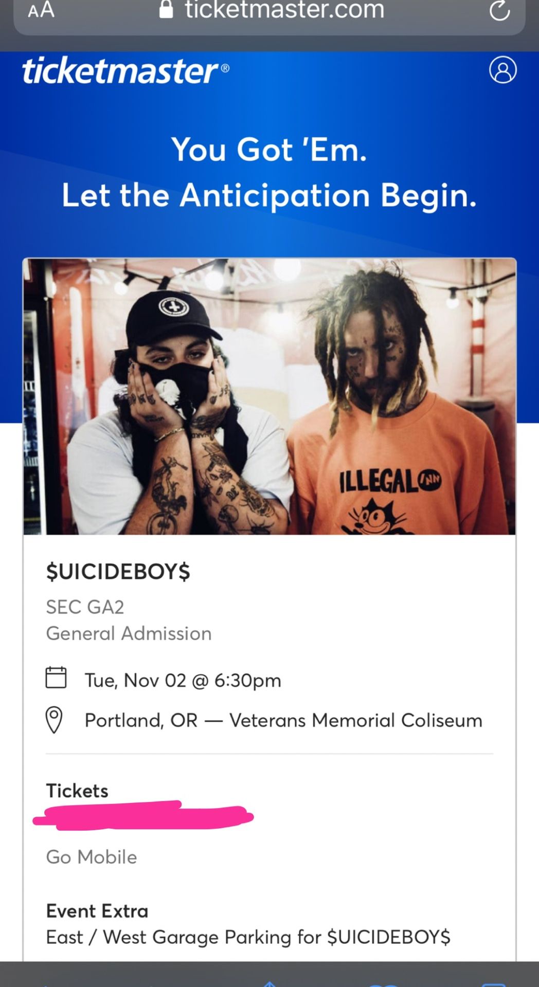 $uicideboy$ Concert Ticket 