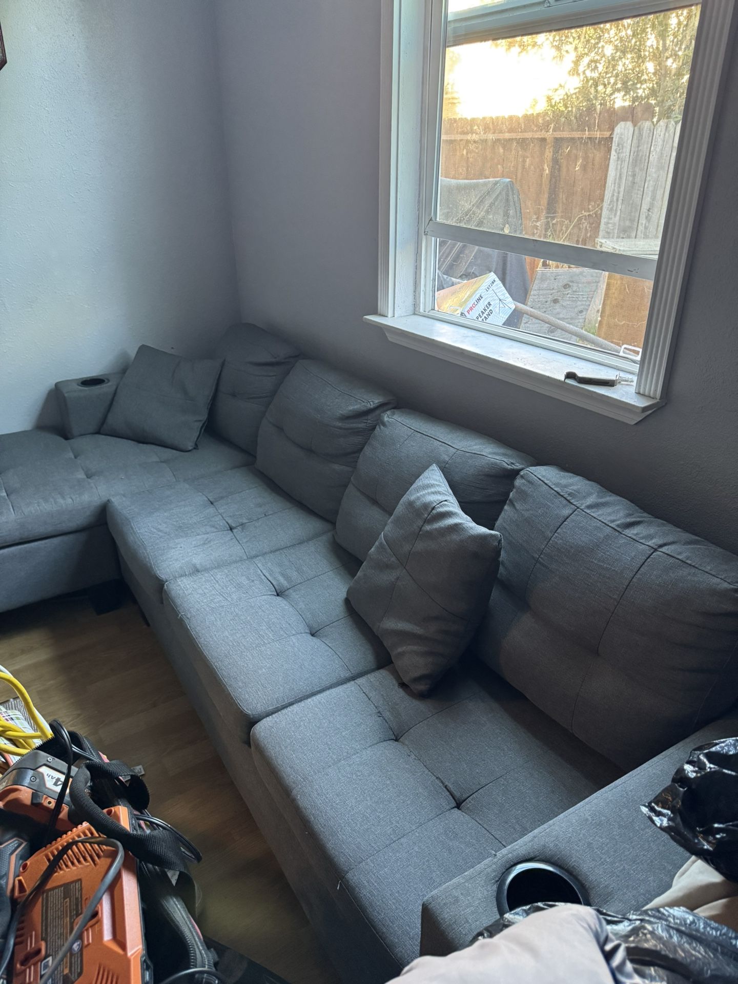 L Shape Couch With Cup Holders