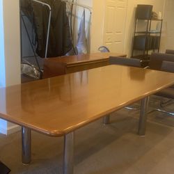 Mid Century Conference Table, 10 Brno Chairs, 3 File Cabinets And Bookcase