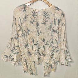 Floral Shirt Green Beige 