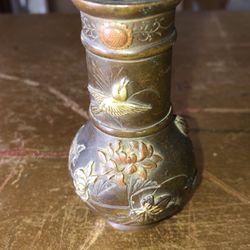 Antique Japanese Bronze Shakuda Vase 