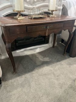 French Provincial Wood Console Table with Drawers