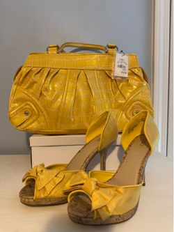 Day of Sunshine by Cato. Yellow hand bag with yellow matching heels, Women’s Sz 9.