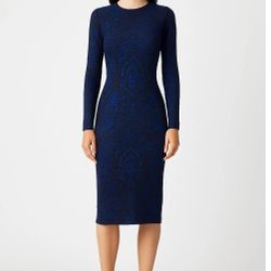 Topshop Knit midi Bodycon blue dress Blue / Black US Size 8