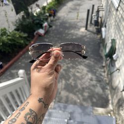 Cartier Glasses purple Tint Gold Frames 