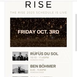 Rise Festival Day 1 Friday October 3rd 