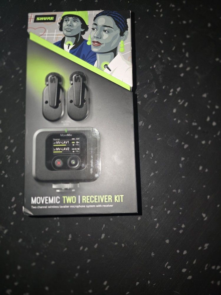 Shure MoveMic Two Channel Wireless Lavalier Microphone System with Receiver SEALED New (Retail $500).