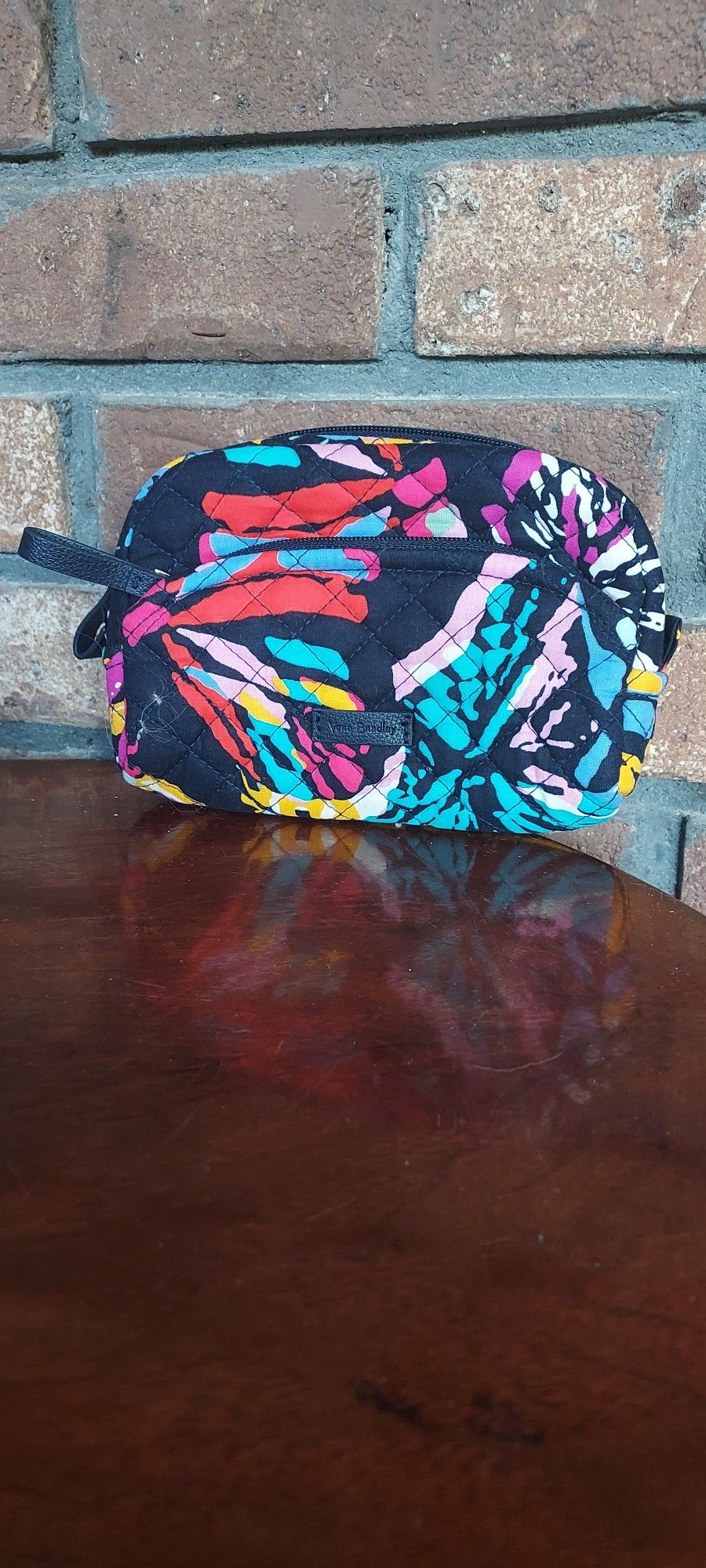 Vera Bradley Butterfly Flutter VBF18 Makeup Case Travel Wet Bag Black Zipper