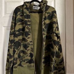 Bape 1st Camo Fish Full Zip Hoodie Green 
