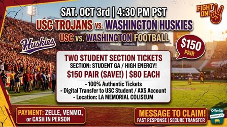 1 USC v Washington - Student Section Tickets