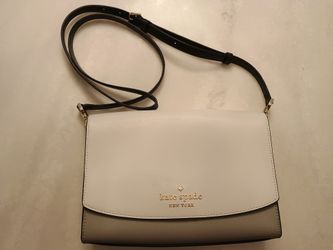 Kate Spade New York Colorblock Crossbody Bag – White Gray Black Gold Chain