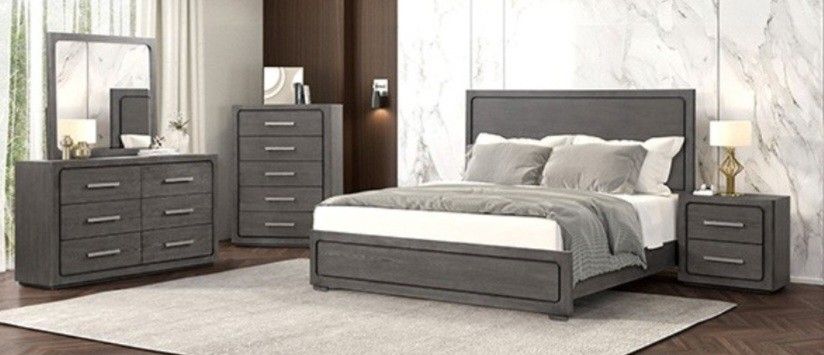 Brand New Grey 4pc Queen Bedroom Set (Available In Eastern King)