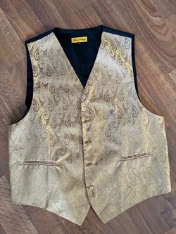 Oliver George Gold Paisley Dress Vest 2XL