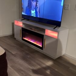 Tv Stand / Electric Fire Place With Custom Lights