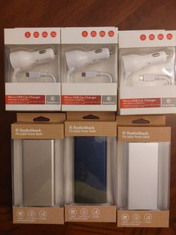 New Micro USB Car Charger 3 Portable Power Bank 3 Never Open From RadioShack And Wahl Home Products New