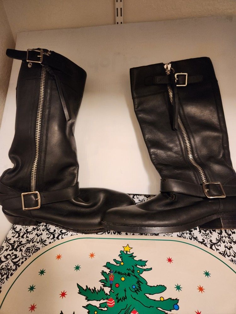 Coach below the knee leather boots. Good For Motorcycle