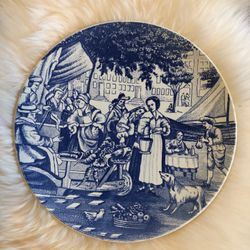 Vintage 11.5 Inches Plate Signed Boch Belgium Delfts Blue