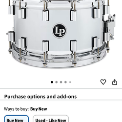 Latin Percussion Banda Stainless Steel Snare Drum - 8.5 x 14-inch
