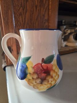 Dansk Ceramic Pitcher with Fruit Design