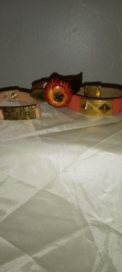 Three Leather Band Bracelets