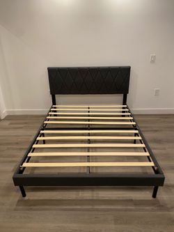 Modern Queen Bed Frame w/ Padded Headboard