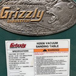 Grizzly Vacuum Sanding Table