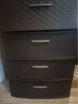 Black Plastic Weave-Texture Drawer Storage Unit