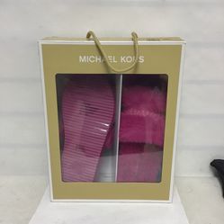 NEW MICHAEL KORS Scarlett Slippers Long Faux Fur Wild Berry Size 7